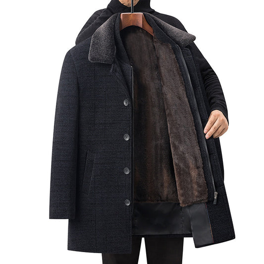 Middle-aged And Elderly Fleece-lined Thickened Detachable Two-piece Coat