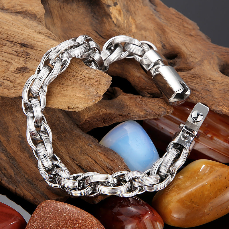 Snap Button Double Ring Men's Bracelet