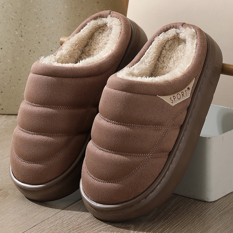 Fashion Solid Plüsch Slipper Winter Warm Indoor Boden Schlafzimmer Home Hausschuhe für Paar Dicken Sohlen Hausschuhe Frauen Männer