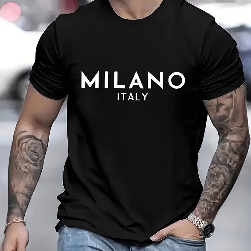 Milan Italian Letter Hot Stamping T-shirt