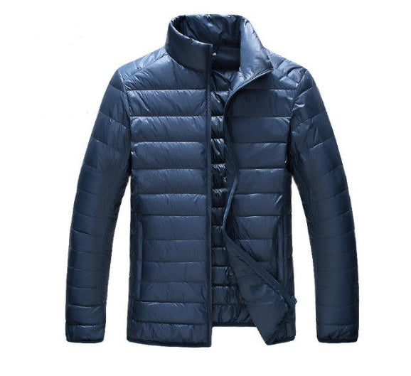 Autumn and winter new men's down jacket large size casual short paragraph collar thin men's down jacket