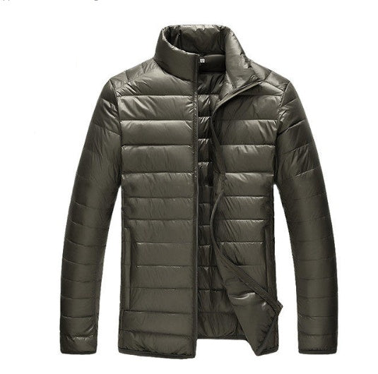 Autumn and winter new men's down jacket large size casual short paragraph collar thin men's down jacket