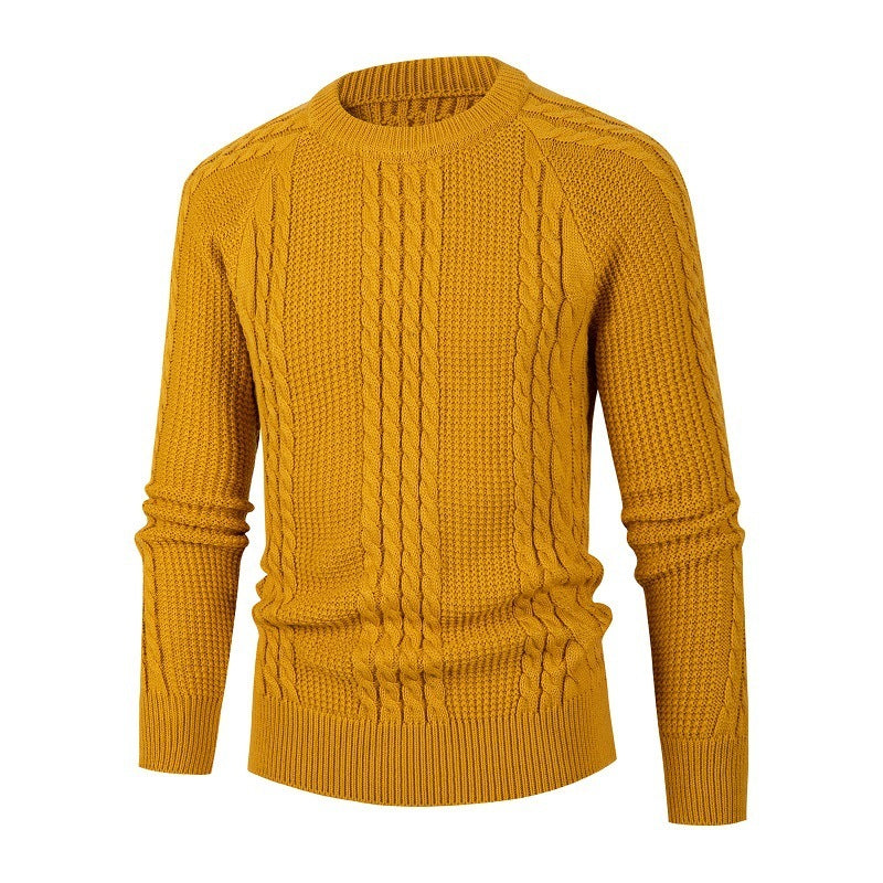 Men's Solid Color Fried Dough Twist Knitwear Pullover Fashion