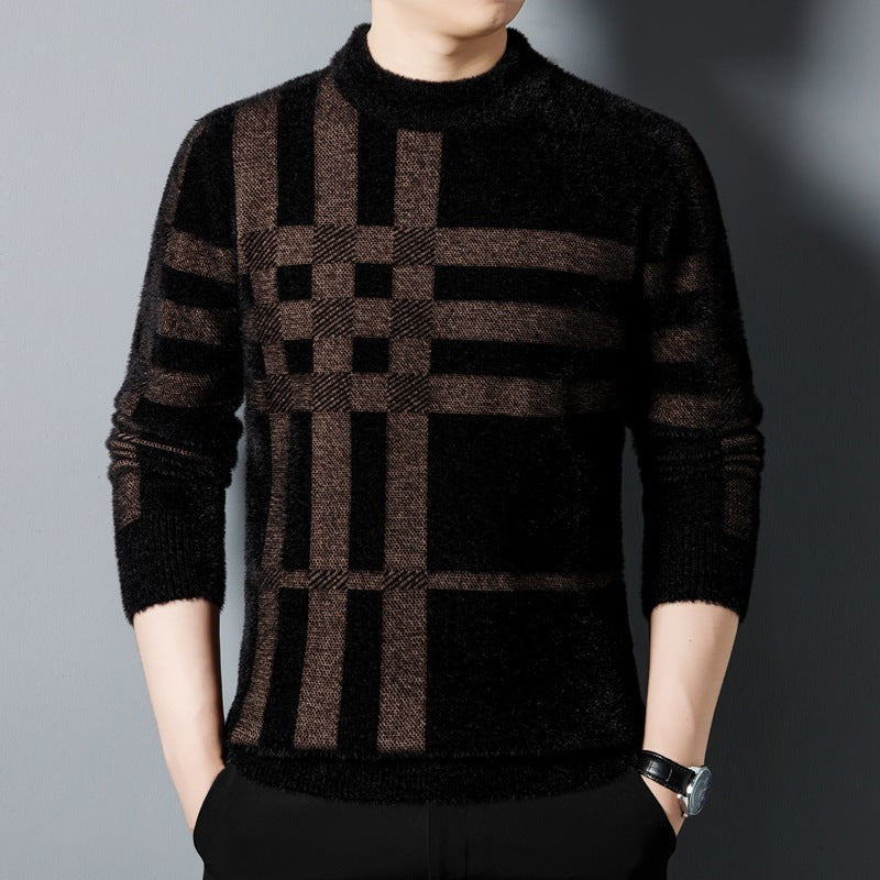 Casual All-matching Striped Thickened Knitting Top For Men