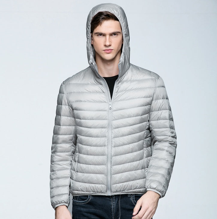 Autumn and winter new men's down jacket large size casual short paragraph collar thin men's down jacket