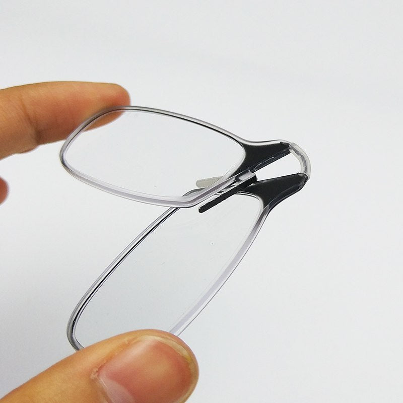 Mini Nose Clip On Portable Reading Glasses Men For Women Rimless Portable Magnifying Presbyopic Glasses Eyewear Ladies