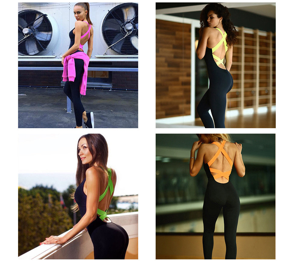 Workout Tracksuit For Women One Piece Sport Clothing Backless Sport Suit Running Tight Dance Sportswear Gym Yoga Women Set