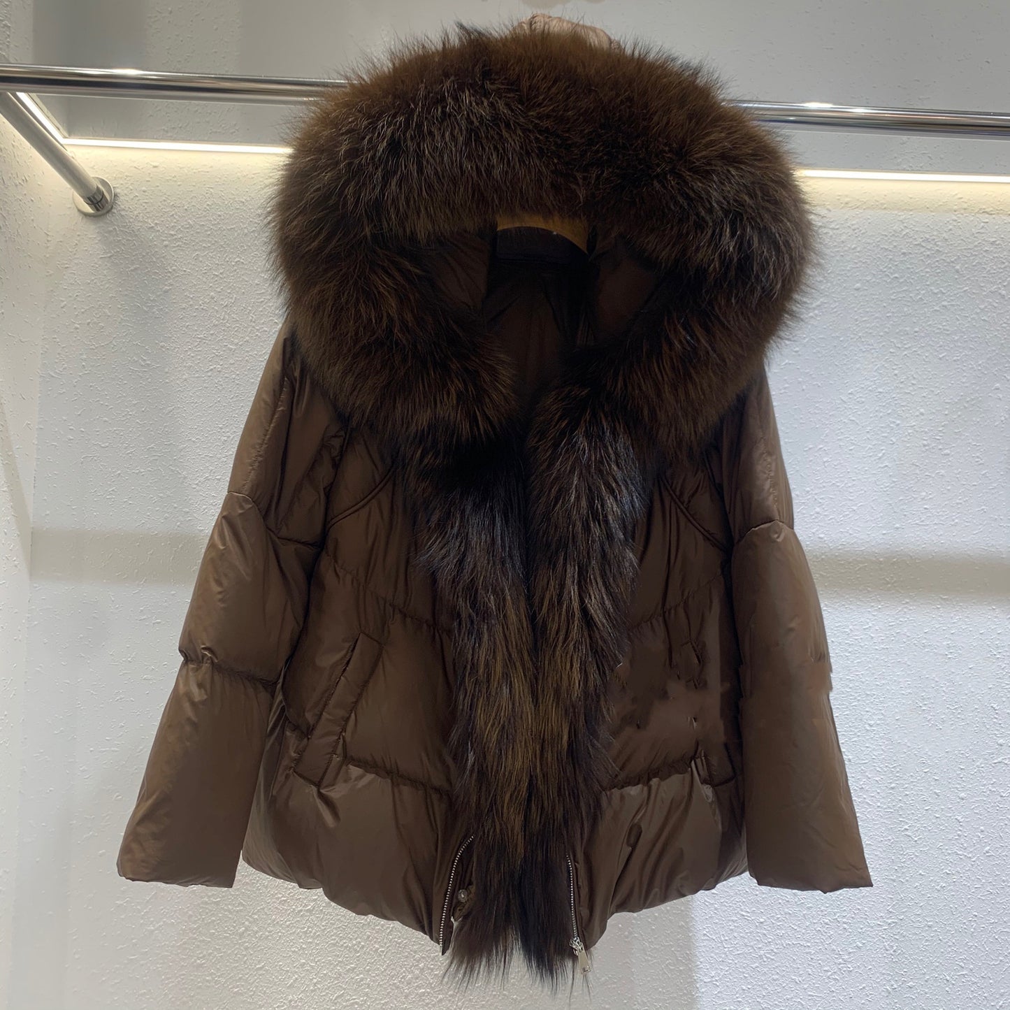 Fox Big Fur Collar Duck Down Down Jacket Female