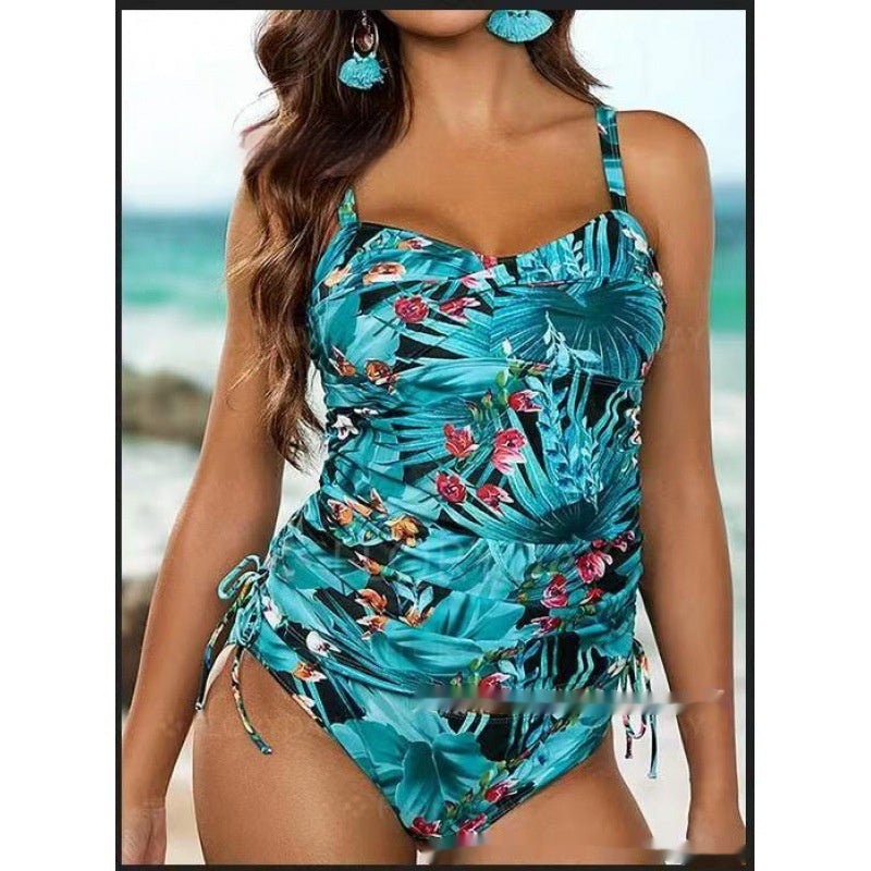 Plus Size Hot Spring Printed Split Two-piece Suit Bikini