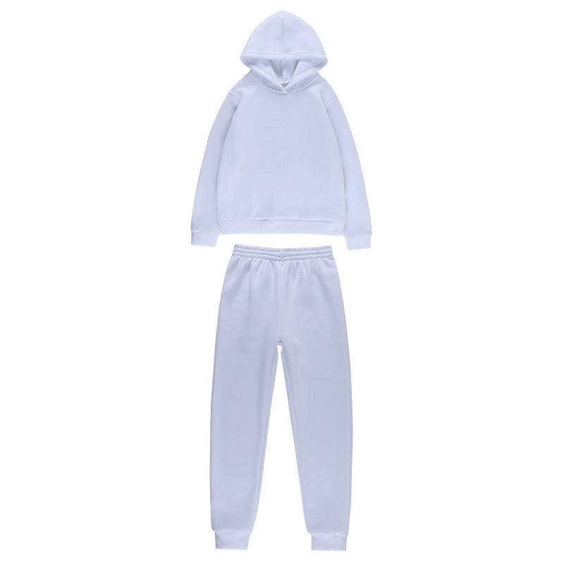 Simple Solid Color Hooded Casual Suit