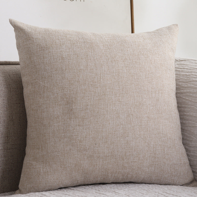 Plain Cotton Linen Sofa Cushion Thickened Square Pillow