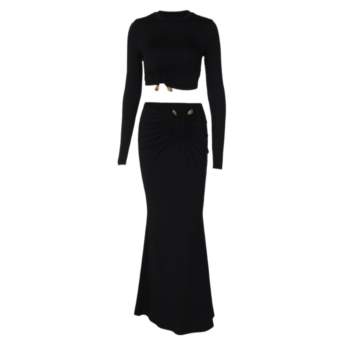 Women's Fashion Bare Midriff Slim Fit Sheath Two-piece Skirt