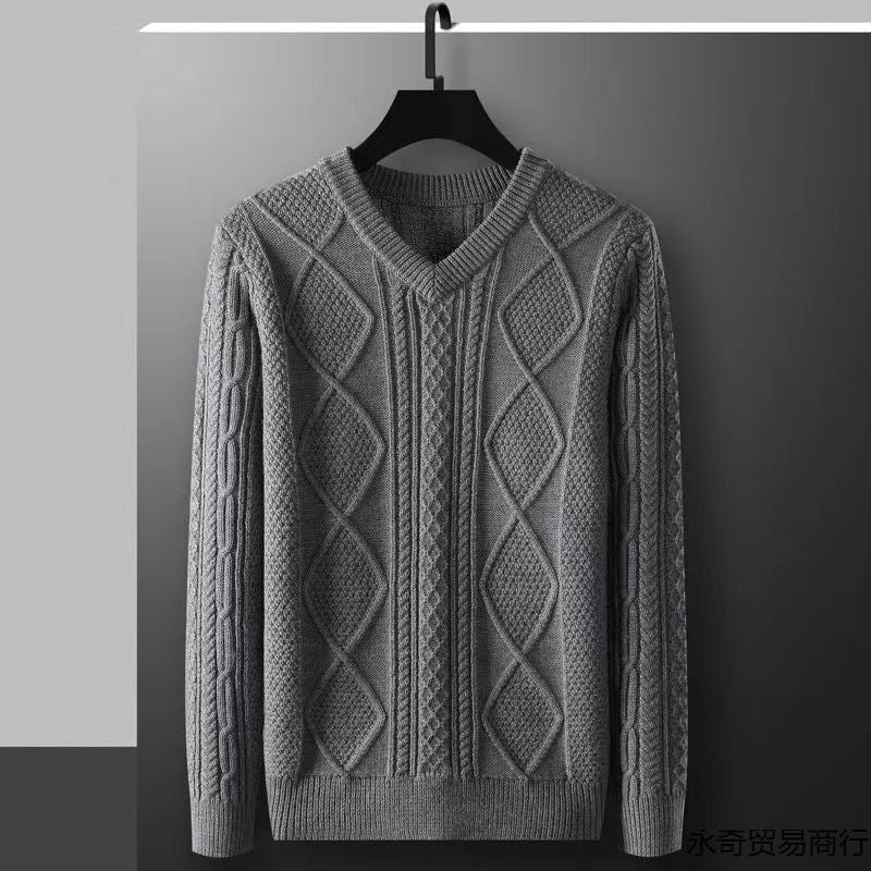 High-end Thickened V-neck Autumn And Winter Thermal Base Sweater