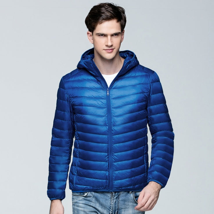 Autumn and winter new men's down jacket large size casual short paragraph collar thin men's down jacket