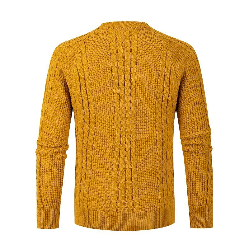 Men's Solid Color Fried Dough Twist Knitwear Pullover Fashion