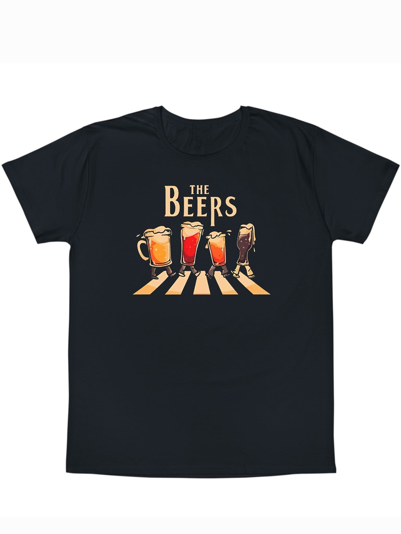 Men's Round Neck T-shirt, Fashionable Beer Print, Fashionable Short Sleeved Top, Suitable For Daily Wear In Summer