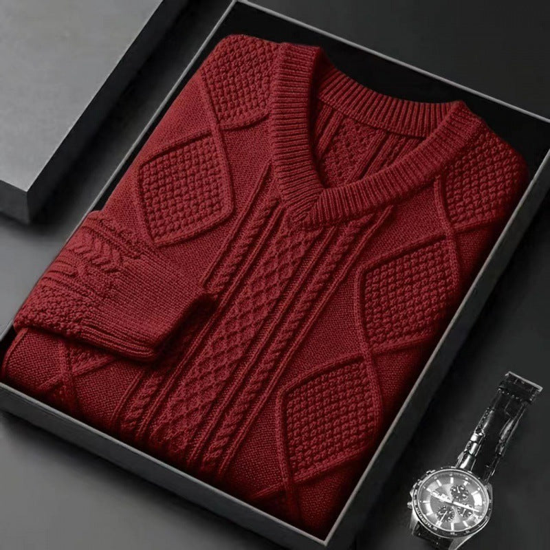 High-end Thickened V-neck Autumn And Winter Thermal Base Sweater