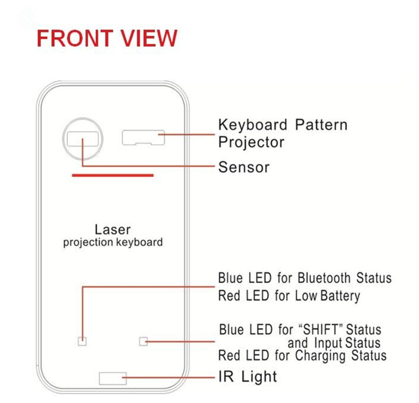 LEING FST Virtuelle Lasertastatur, Bluetooth, kabellose Projektor-Telefontastatur für Computer, Pad, Laptop, mit Mausfunktion