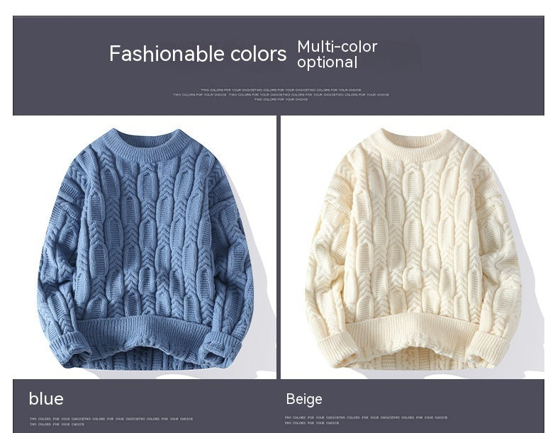 Men's Long-sleeved Round Neck Pullover Thick Needle Sweater