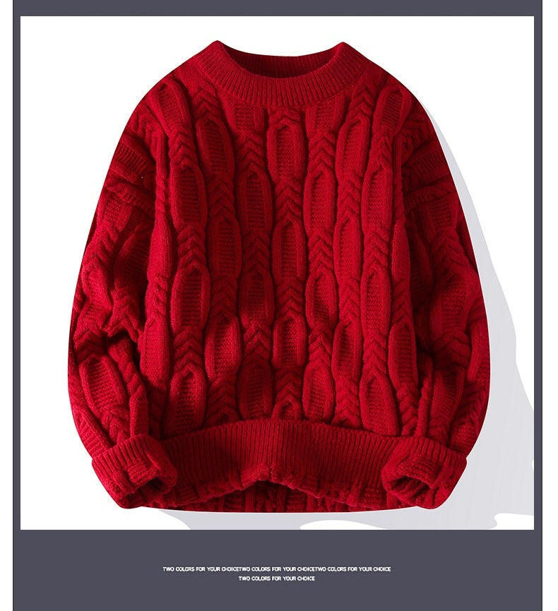 Men's Long-sleeved Round Neck Pullover Thick Needle Sweater