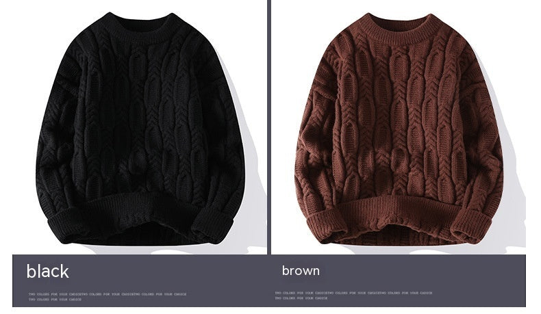 Men's Long-sleeved Round Neck Pullover Thick Needle Sweater