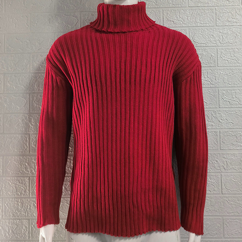 Turtleneck Solid Color Slim Fit Knit Sweater