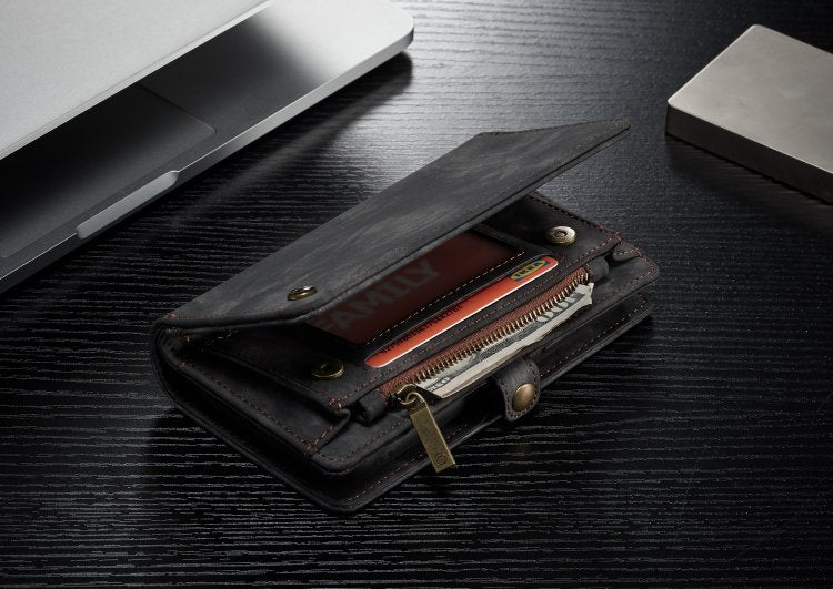 Compatible with Apple, Removable Leather Wallet Flip Stand Card Slot Case For iPhone