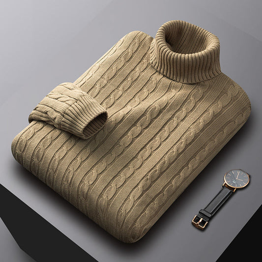 Fleece-lined Thick Complex Lazy Thermal Thread Turtleneck Sweater