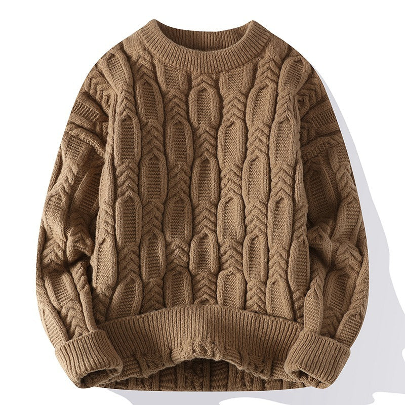 Men's Long-sleeved Round Neck Pullover Thick Needle Sweater