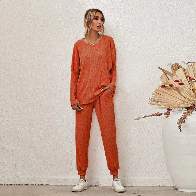 Fashion Casual Solid Sleepwear Set