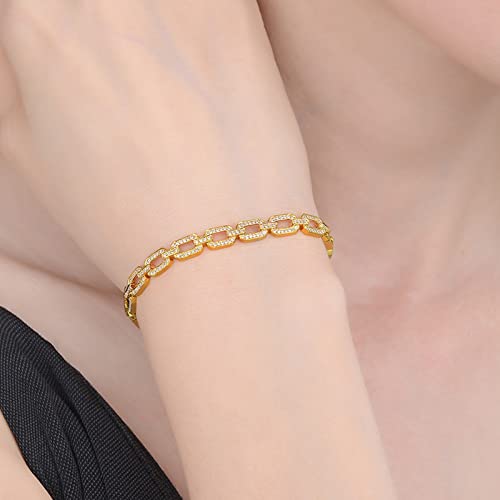 Beydodo Armband Damen 750 Echtgold, Gliederarmband mit Diamant 0.72ct Armband Gold 20CM Bettelarmband Charms