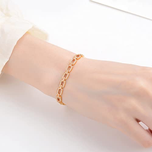 Beydodo Armband Damen 750 Echtgold, Gliederarmband mit Diamant 0.72ct Armband Gold 20CM Bettelarmband Charms