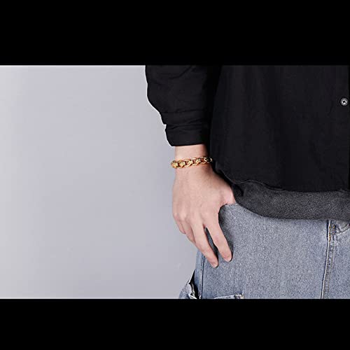 Herren Armband Edelstahl Ketten Armband Männer Schädel Kettenglied-Armband 22cm Gold