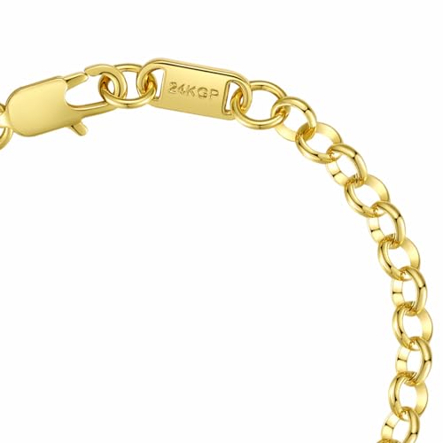 DJADEE Damen Armband Gold vergoldet 750er Gold 18 Karat Wasserfest Damenarmband Damen Armband MONA hochwertig vergoldet mit Stempel (19)