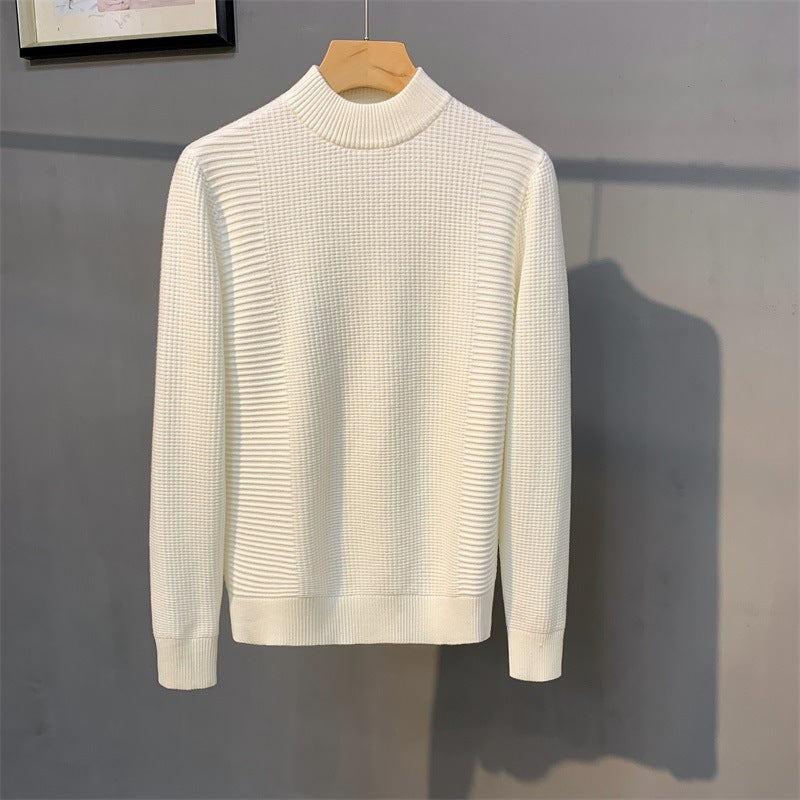 Mock Neck Solid Color Bottoming Shirt Casual Sweater