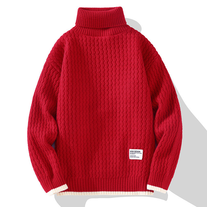 Winter Turtleneck Sweater Men's Loose Solid Color