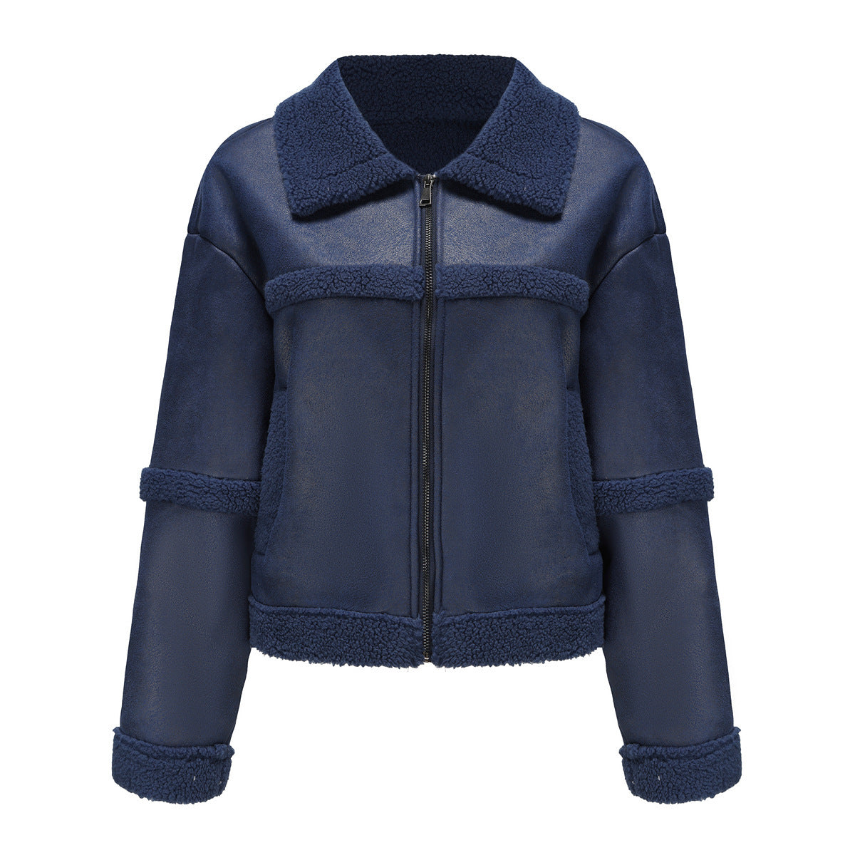 Modische warme Fleece-Lederjacke für Damen aus Wildleder