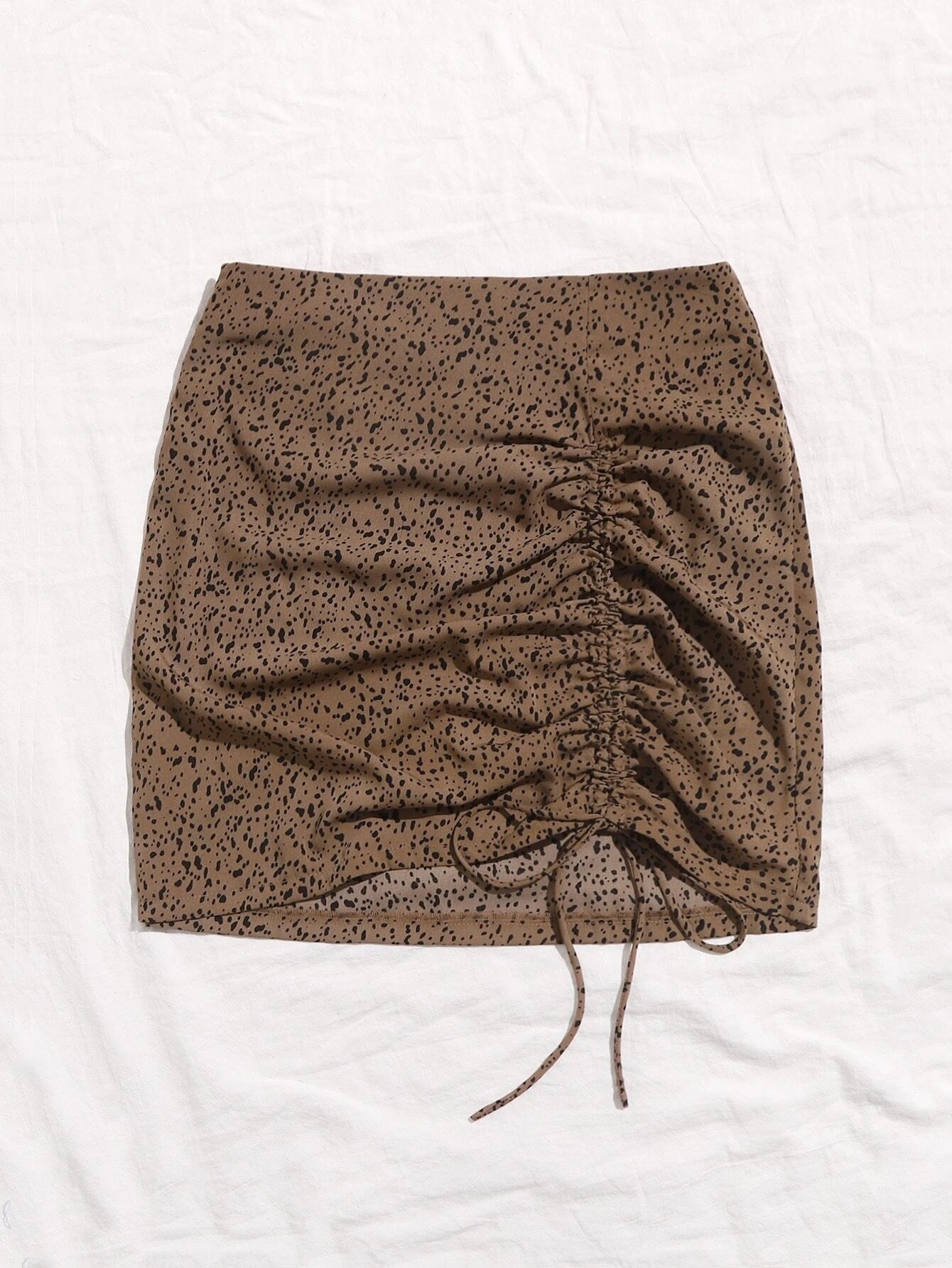 Women European And American Sexy Mini Drawstring Short Skirt Ladies Leopard Print High Waist Slim One Step Skirt Skirt