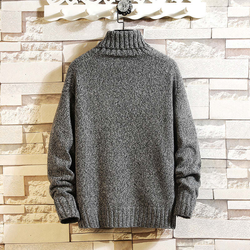 Dicker, warmer Strickpullover mit hohem Kragen für Herren