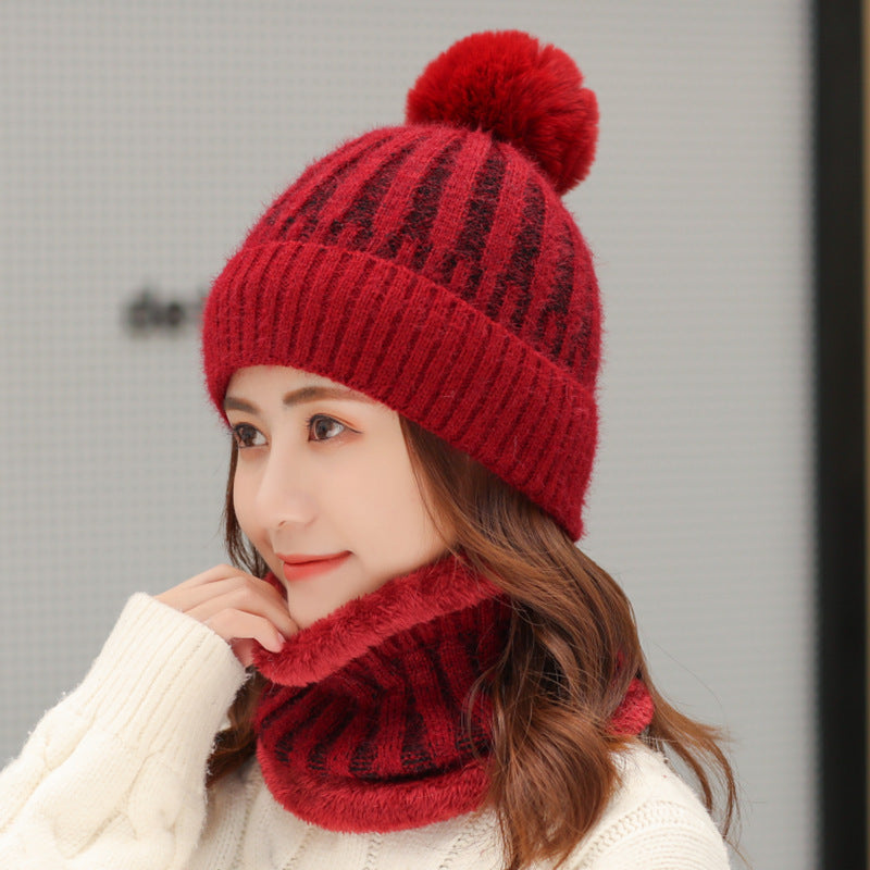 Bib One-Piece Warm Knit Hat With Ear Protection