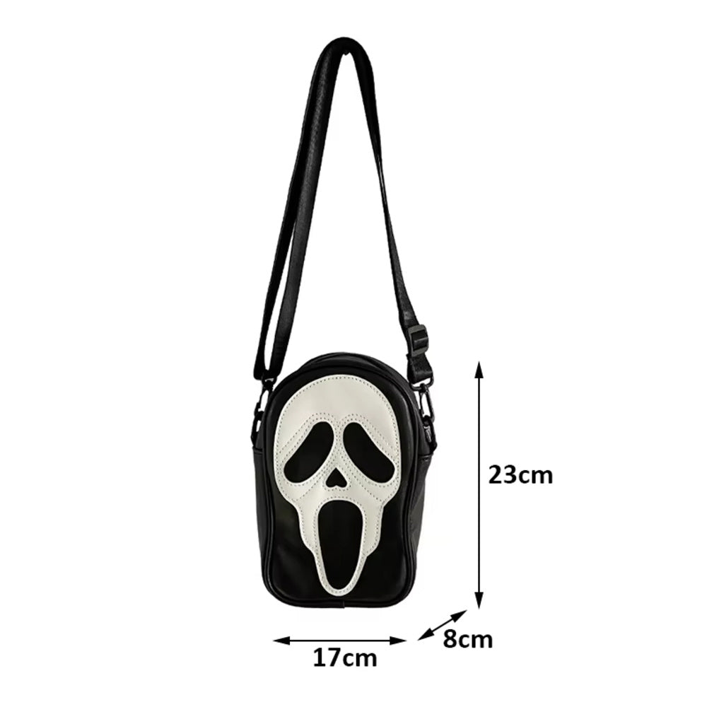 Vintage Umhängetasche Halloween Lustige Schöne Teufel Geister Tasche Damen Taschen Leder Reißverschluss Geldbörse PU Handtaschen Frauen Umhängetaschen