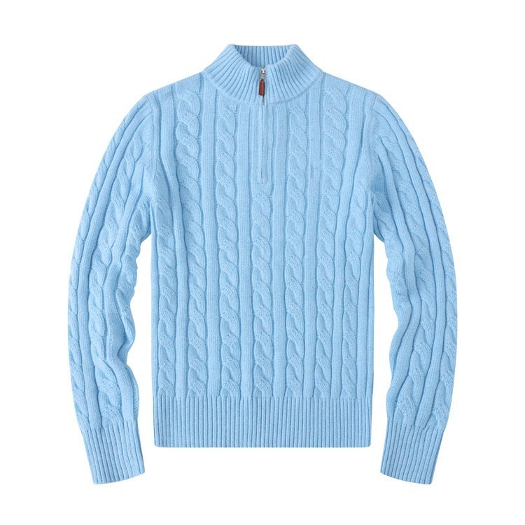 Men's Half-height Zip Twist Knit Bottoming Shirt