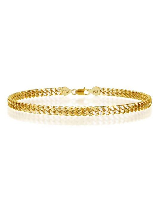 18K Gold Over Cuban Bracelet 5mm Bracelet 925 Sterling Silver Clasp Over Cuban Bracelet for Women men Gold Bracelet 6.5-9 Inches(7)