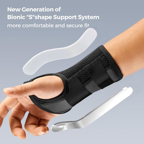 FREETOO Wrist Brace for Carpal Tunnel,[New Upgrade-Anatomically shaped] Adjustable Wrist Support Splint for Men and Women,Hand Brace for Pain Relief, Tendinitis,Arthritis,Right Hand,Medium