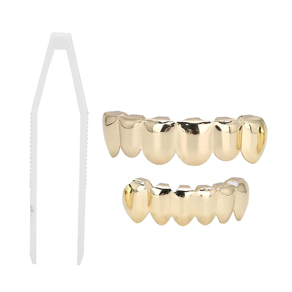 Hip Hop Silber Gold Grills, Hip Hop Zahnschmuck für Ihre Zähne Oben und Unten, Gold Silber Zähne für Männer Frauen, Punk mit Polierten Zähnen, Rapper Kostüm Zähne Schmuck