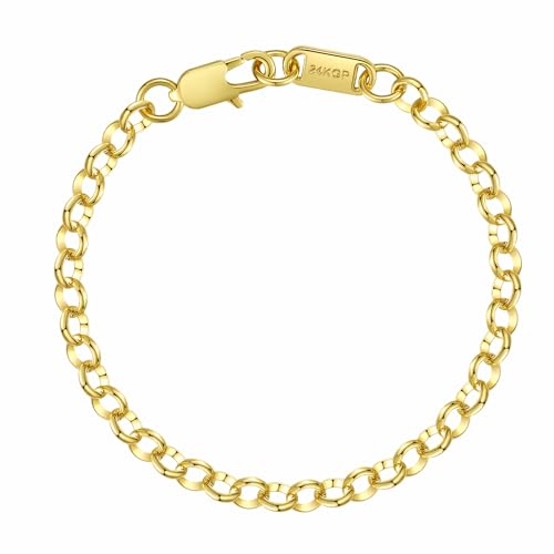 DJADEE Damen Armband Gold vergoldet 750er Gold 18 Karat Wasserfest Damenarmband Damen Armband MONA hochwertig vergoldet mit Stempel (19)