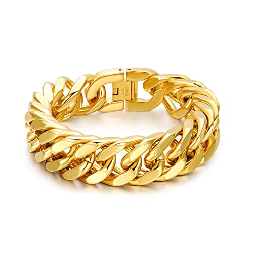 Stfery Männer Armband Kette, Dickes Armband Persönliche Geschenke Für Männer Gold als Geburtstagsgeschenke