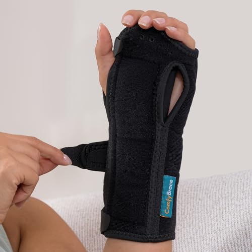 ComfyBrace® Carpal Tunnel Wrist Brace - with Splint and Palm Cushion - (Adjustable and Fits Both Hands) - for Support, Carpal Tunnel, Tendonitis, Wrist Injury, and Pain (Pack of 1)