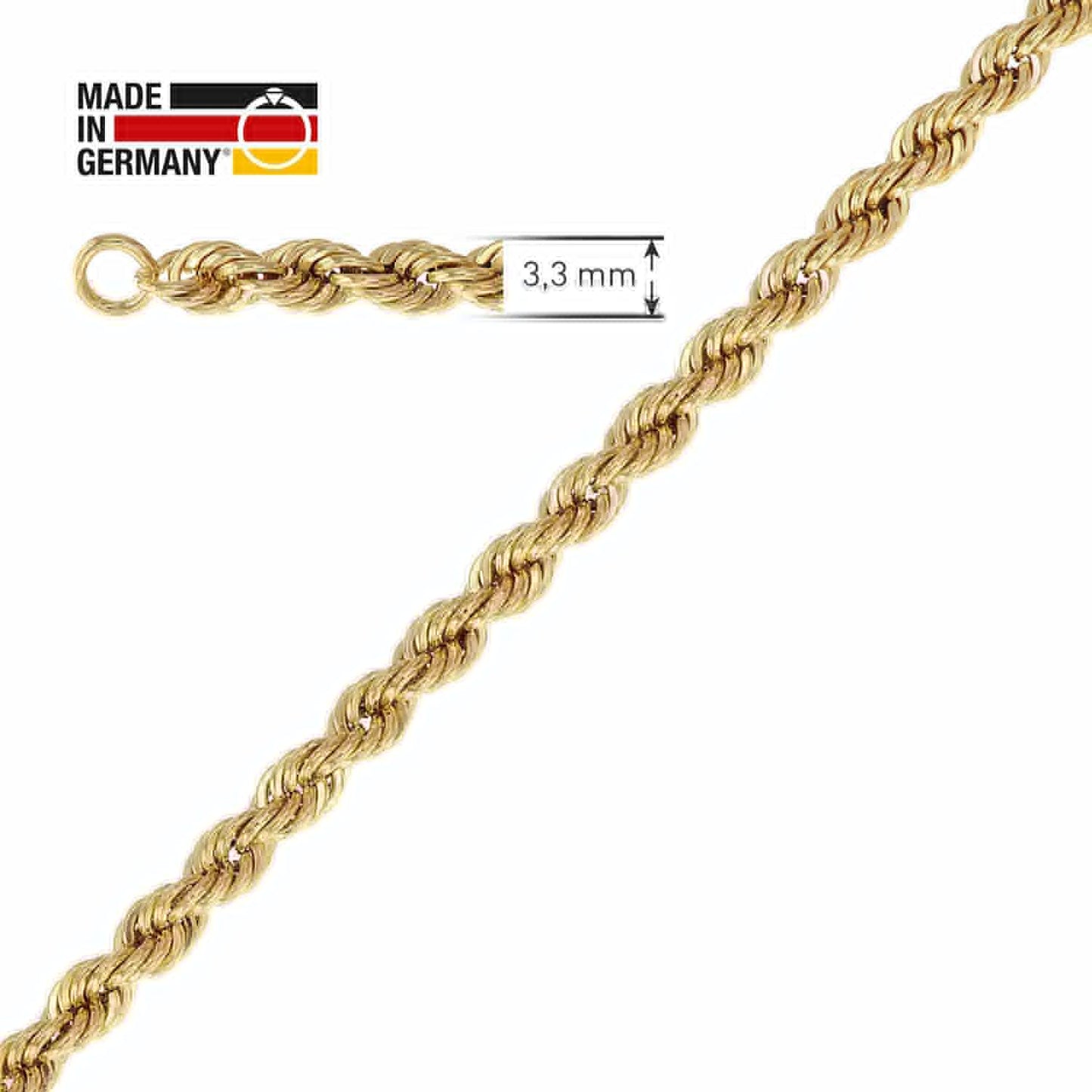 trendor Damen-Armband 333 Gold / 8 Karat Kordelkette zauberhafter Goldschmuck für Frauen, elegante Geschenkidee, 51879 18,5 cm