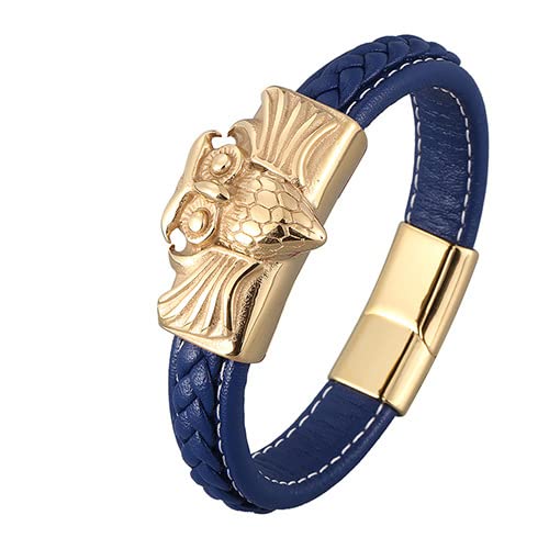 Herren-Lederarmband, Bracelet Men Chain Gold Man Bracelet Eule Lederarmband Herren Schmuck Romantische Geschenke für Männer